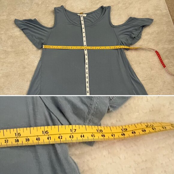 Blue Cold Shoulder A Line Mini Dress Womens Sz Large By Reborn J - Picture 7 of 10